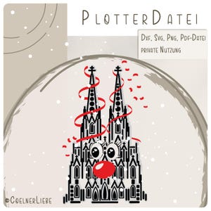Plottdesign „Kölner Dom mit Pappnase“ - für echte Jecken!
