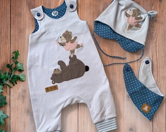 Handgefertigtes Newbornset: weißer Strampler mit niedlichem Bären-Motiv - Perfekt als Geschenk oder für besondere Anlässe!