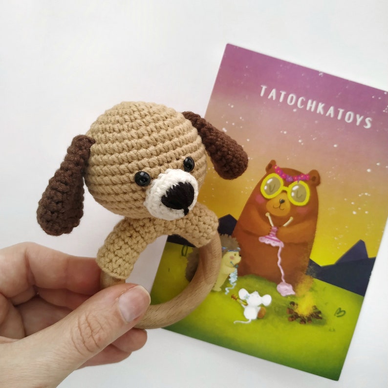 CROCHET PATTERN Dog Newborn Toy Rattle, Amigurumi Dog Rattle Toy, Dog ...