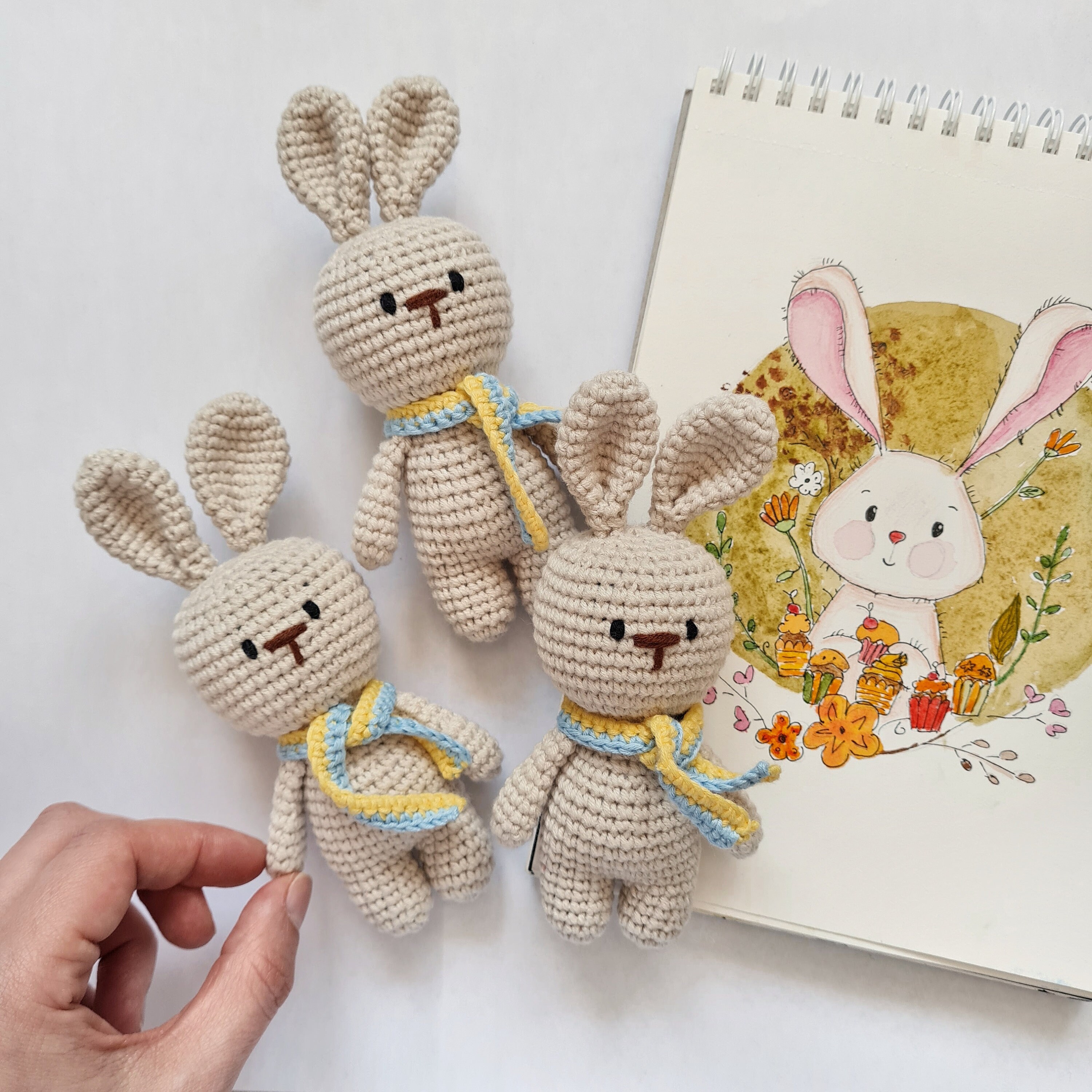Doudou Peluche Babynat Lapin Blanc Mouchoir Rose Litchi Neuf