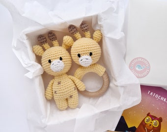 Jungle baby shower gift toy, safari newborn gift box, giraffe set for pregnant daughter