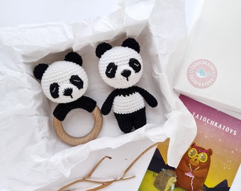 Neutral panda gift box for new mom, baby gift basket, cheer up gift box for pregnant friend