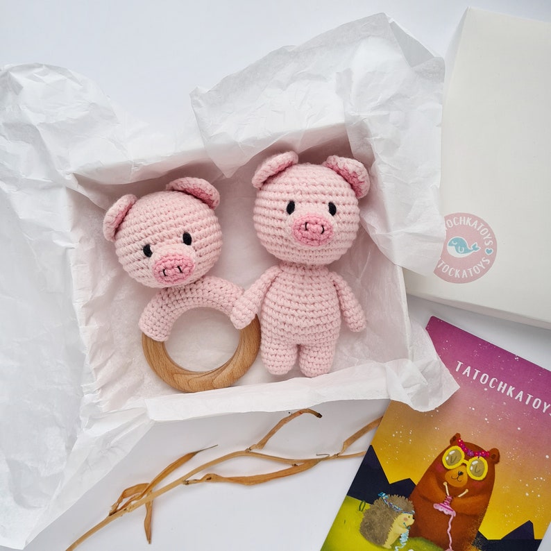Farm Baby Gift piggy toy rattle