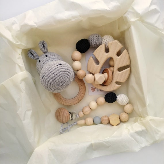 Hippo monochrome baby shower gift set for new mom gender | Etsy