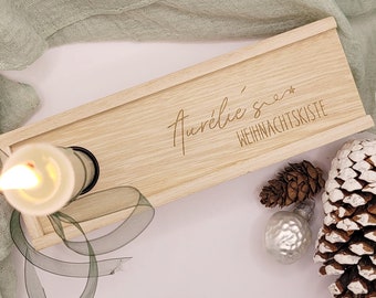 Geschenkekiste aus Holz mit Gravur, Weihnachtsgeschenk, Geldgeschenk, Geschenk zu Weihnachten, Kerzenhalter, Personalisierte Geschenke