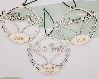 Pendant angel wings - PERSONALIZED, money gift, Christmas decorations, Christmas gift, baptism, baptism gift, guardian angel, pendant