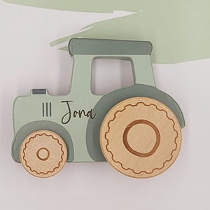 HOLZAUTO, personalisiert, Baby, Geschenk zur Geburt, Geschenk Schwangerschaft, Little Dutch, personalisierte Geschenke Auto 3 Traktor