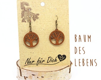 Ohrringe aus Holz "BAUM DES LEBENS", Schmuck, Geschenk, Geburtstag, Weihnachten