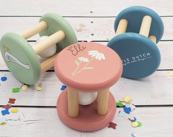 WOODEN RATTLE, personalized, baby, birth gift, pregnancy gift, Little Dutch, personalized gifts