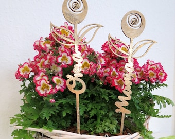 Blumenstecker "OMA" oder "MAMA" in gold