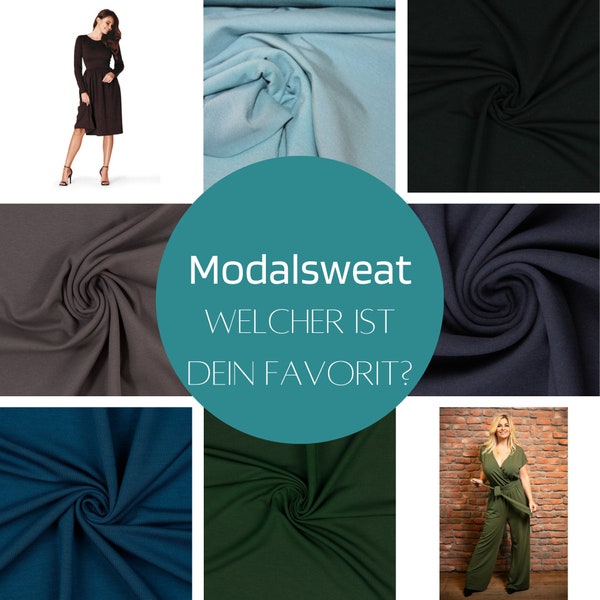 Modal Sweat uni diverse Farben, aqua, petrol, grün, navy, schwarz