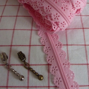 Endless lace zipper, 3 mm, 1 m pink