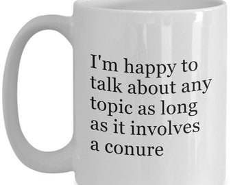 Funny Saying Conure Coffee Mug, 'Any Topic', Conure Mom or Dad Gift, Parrot Themed Gift, Conure Gift, Conure Merch, Sun Conure Merch