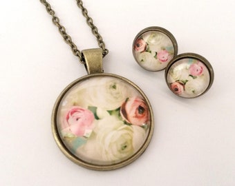 Jewelry set "roses" vintage bronze