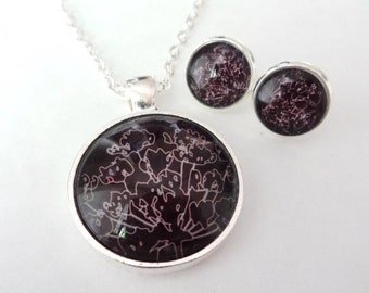 Jewelry set glass cabochons