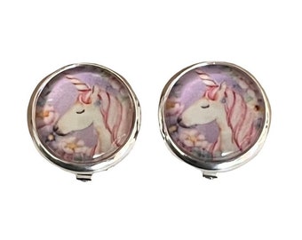 Mädchen Ohrclips Einhorn rosa clip on earrings unicorn