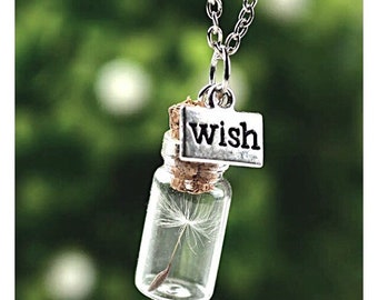 Pusteblumen necklace "wish" with pendant glass vials / corks silver in 2 lengths