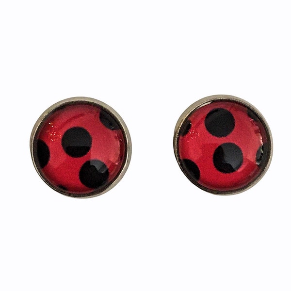 Boucles d'oreilles coccinelle en acier inoxydable