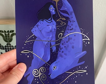 selkie 5x7 silver foiled print