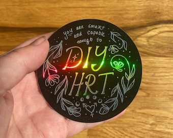 trans hrt holographic sticker