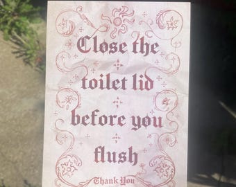 close the toilet lid 5x7 inkjet print