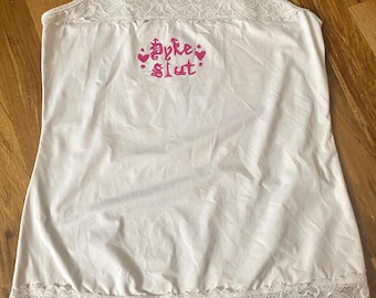 dyke slut lino printed cami / size XL one of a kind