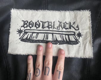 ブートブラックのブロックプリント縫い付けパッチ