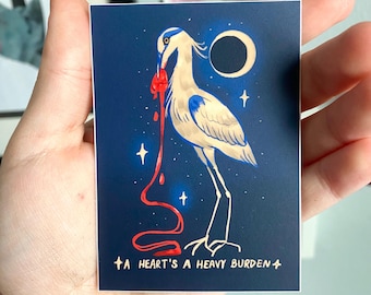 blue heron ‘a heart’s a heavy burden’ sticker