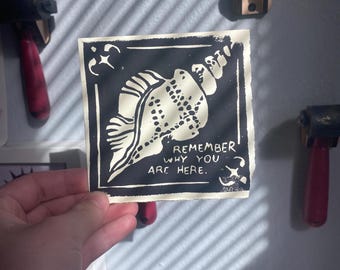 mini shell lino print