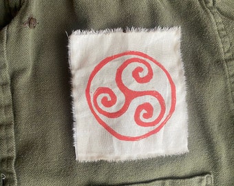 triskelion lino printed patch