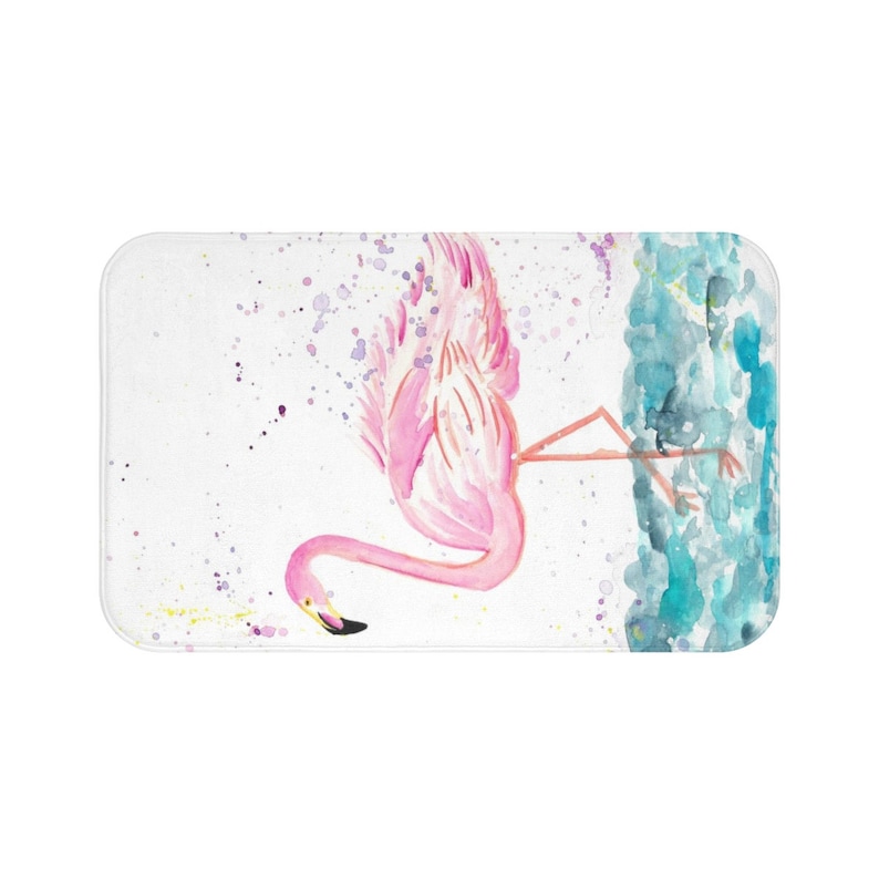 Cute Bath Rug Flamingo Bath Mat Shower Accessories Tropical Bathroom Decor