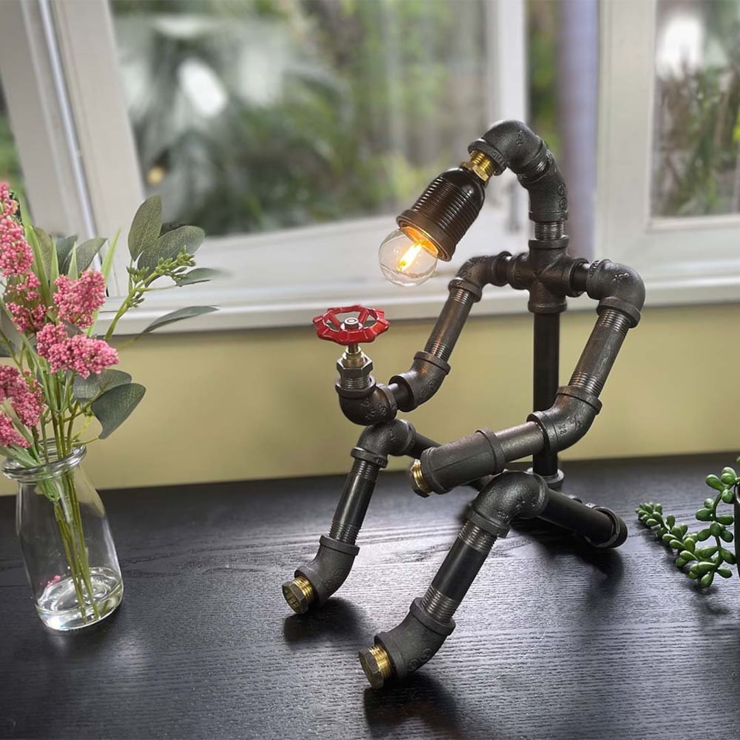Robot Lamp Steampunk Lamp Iron Pipe Lamp Plumbing Pipe - Etsy Australia