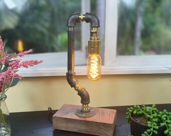 Desk lamp, Iron Pipe Lamp, Steampunk lamp, kitchen light, pipe lamp, mancave light, woman cave light, office lamp, industrial lamp,