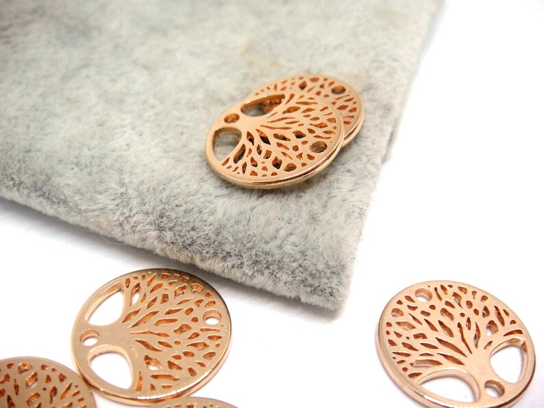 Pendant Connector Tree rosegold 16 mm Jewelry Jewelry Accessories