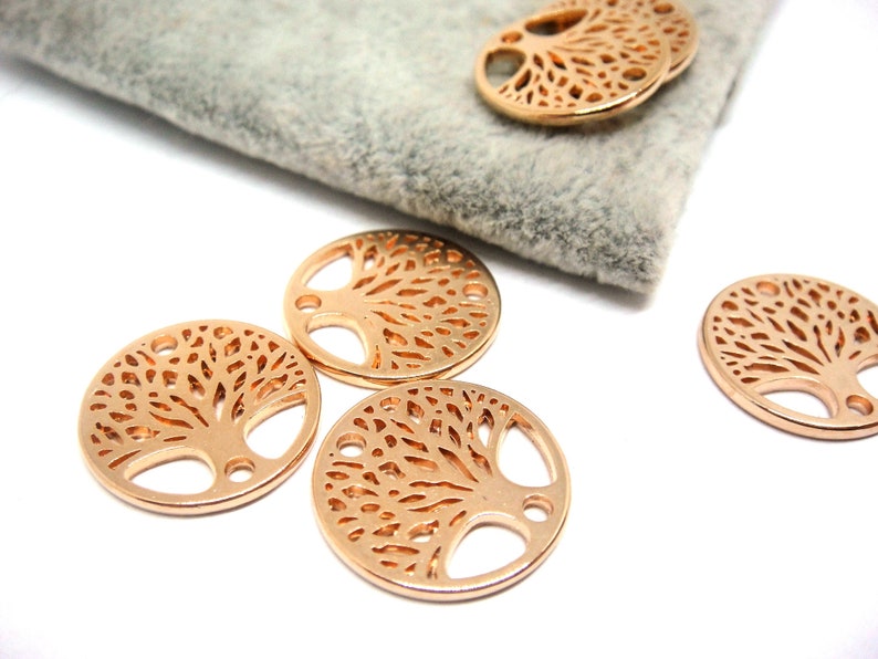 Pendant Connector Tree rosegold 16 mm Jewelry Jewelry Accessories