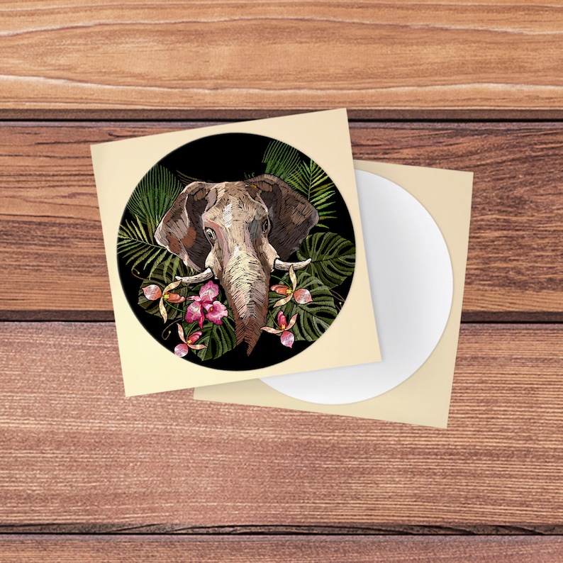 Decal elephant Skin for pop socket Sticker animal Tropical skin Fits Pop socket sticker Phone decor Round decal Tablet Grip Stand For Popcup