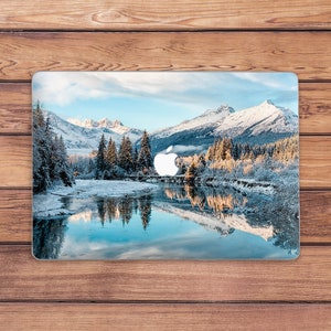 Custodia Macbook natura Montagne arte custodia Macbook albero Custodia azzurra Custodia Macbook acqua Custodia Macbook uomini Arte ispiratrice Arte di pino