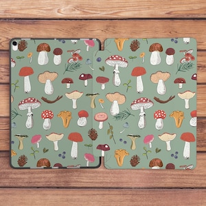 Forest mushrooms print iPad pale green case iPad smart case Botanical Magic iPad Pro case iPad case stand iPad 11 2022 case iPad Air 5 case