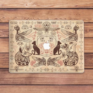 Egyptian print case Magic animal case Macbook case cat Macbook case eye Macbook case beige Ancient art case Macbook hard case Pro 14 Air 15