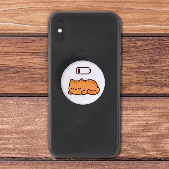 Sleepy Cat Print Orange Cat Art Round Skin for Popsocket Cute