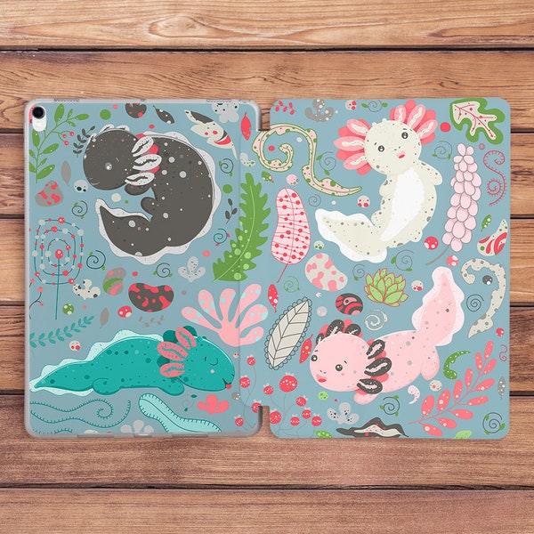 iPad case axolotl Cute animal art iPad case kawaii Light blue case iPad smart case iPad case ocean iPad 10 2 iPad 9th gen case iPad Air 5
