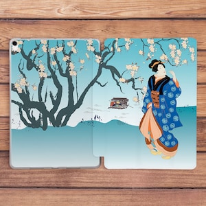 iPad case ocean Japan iPad case girl iPad smart case Sakura flowers art Light blue case iPad Air 5 case iPad mini 6 iPad flip cover iPad 11