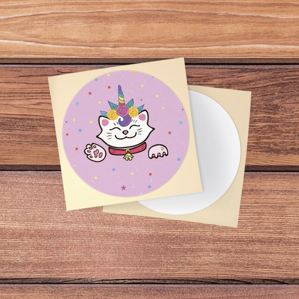 Caticorn Funny pink skin White cat Floral skin For pop socket For the PopSockets  Fits pop sockets iPhone stand skin Rainbow art Tablet Grip