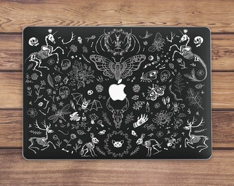 Occult art case Macbook hard case Black magic art Macbook case moth Macbook case black Skeleton art case Macbook case skull Animals Creepy