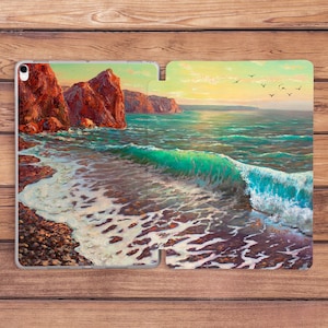 Etui na iPada z nadrukiem oceanu lato natura Etui z nadrukiem gór Etui z nadrukiem woda fala sztuka Etui na iPada plażowy Etui na iPada Air 5 Etui na iPada Pro