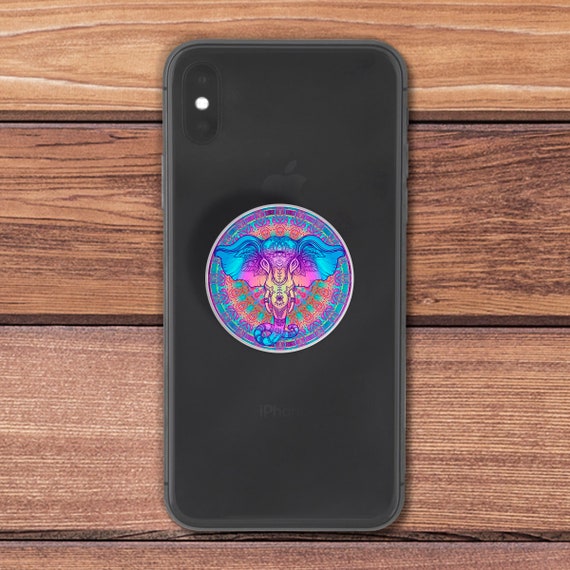 Elephant Art Purple Mandala Sticker Decal Fits Popsocket