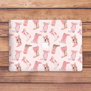 Macbook cas western Girly rose mignon art Macbook cas cow-girl Macbook rigide cas vache impression Macbook cas drôle cadeau pour sa femme à la mode
