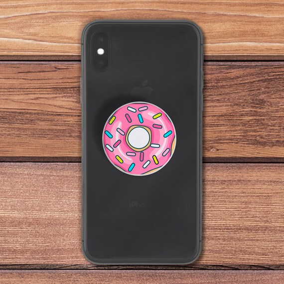 Pink Donut Sticker Skin for Pop Socket Sweets Art Fits Popcup for
