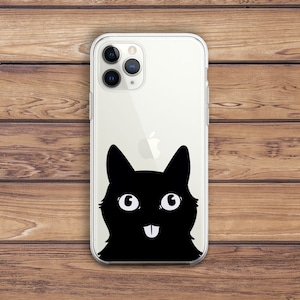 Funny black cat iPhone case transparent Kawaii Cute animal iPhone 13 iPhone case Pro case iPhone 13 Pro case iPhone 12 case iPhone XR case