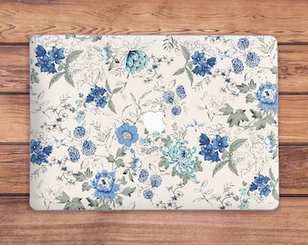 MacBook Case Blue Flowers Elegant Flowers Art MacBook Case